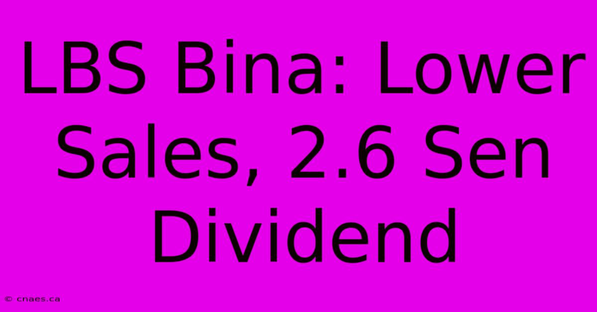 LBS Bina: Lower Sales, 2.6 Sen Dividend