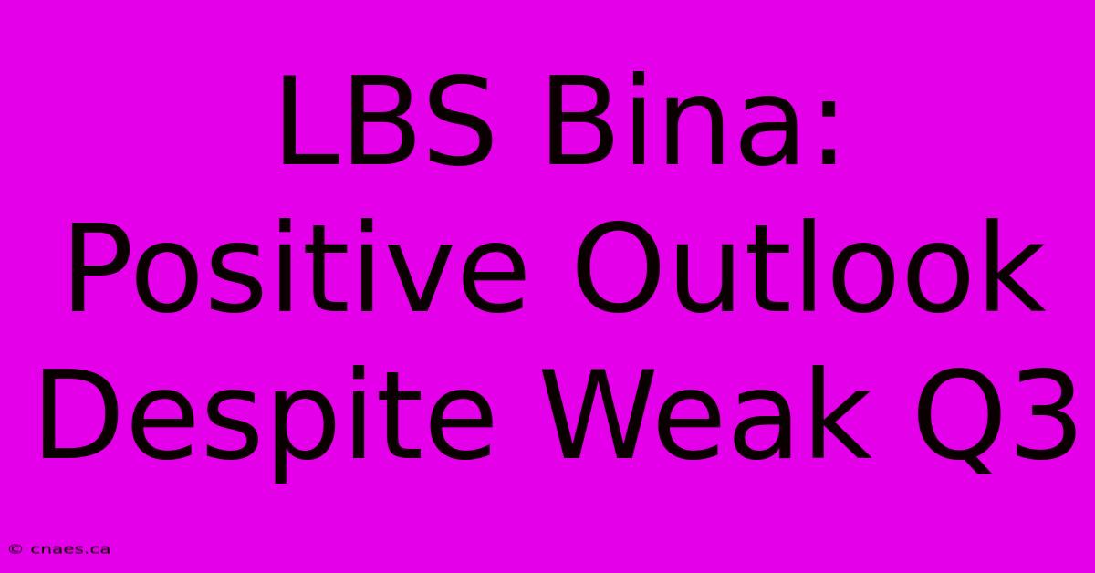 LBS Bina: Positive Outlook Despite Weak Q3