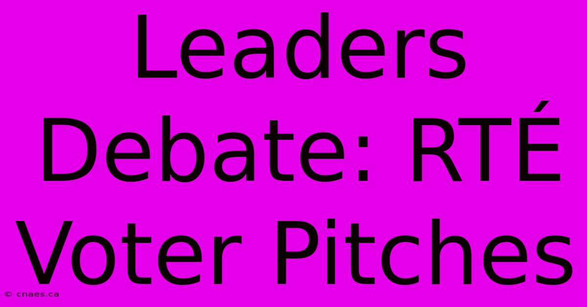 Leaders Debate: RTÉ Voter Pitches