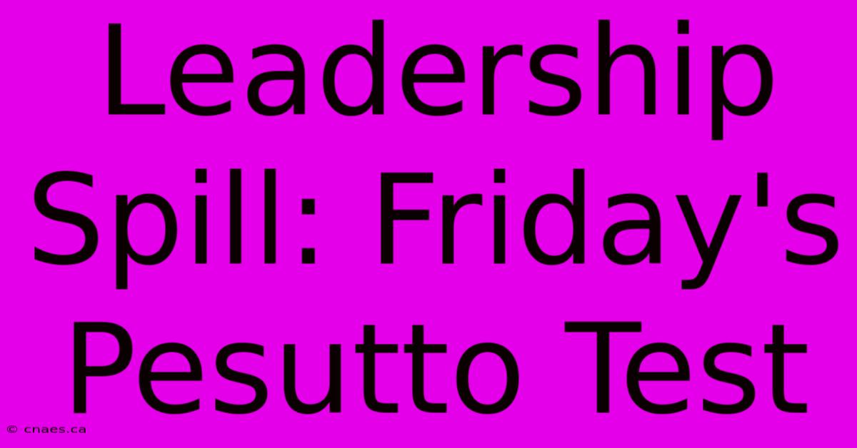 Leadership Spill: Friday's Pesutto Test