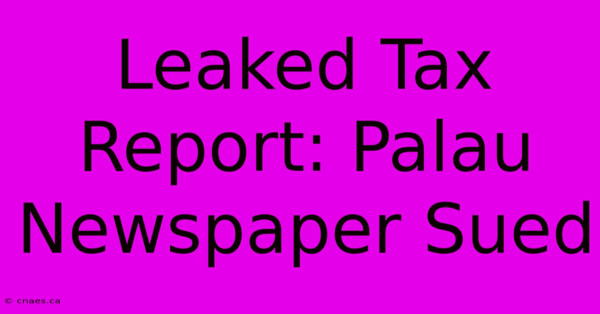 Leaked Tax Report: Palau Newspaper Sued