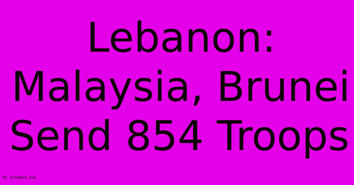 Lebanon: Malaysia, Brunei Send 854 Troops