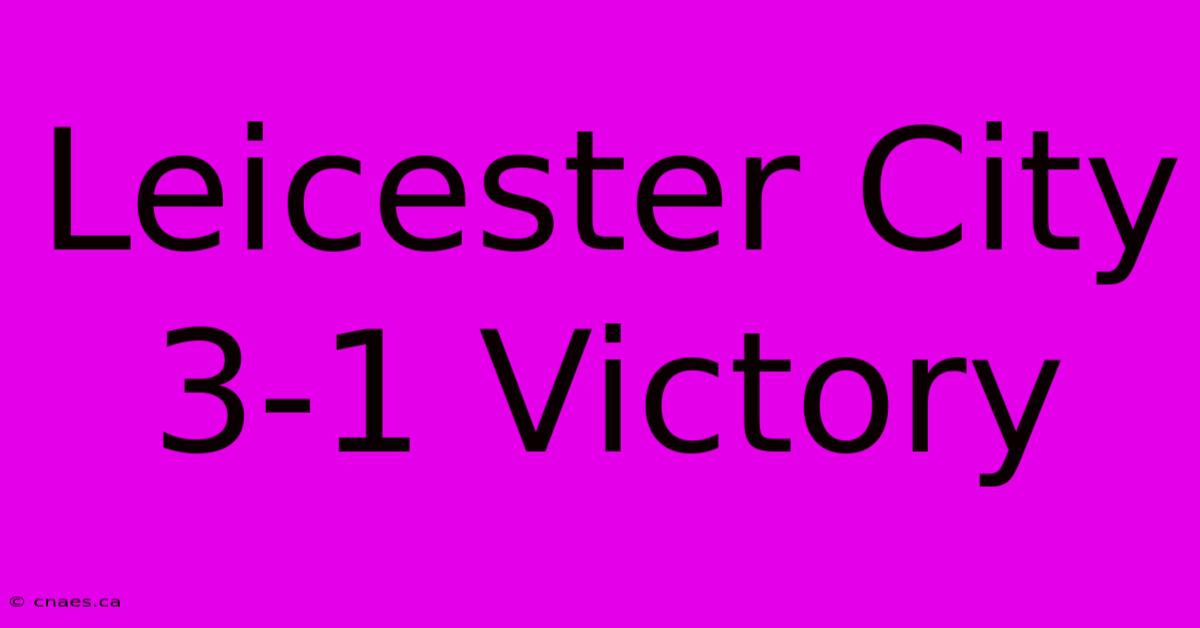 Leicester City 3-1 Victory