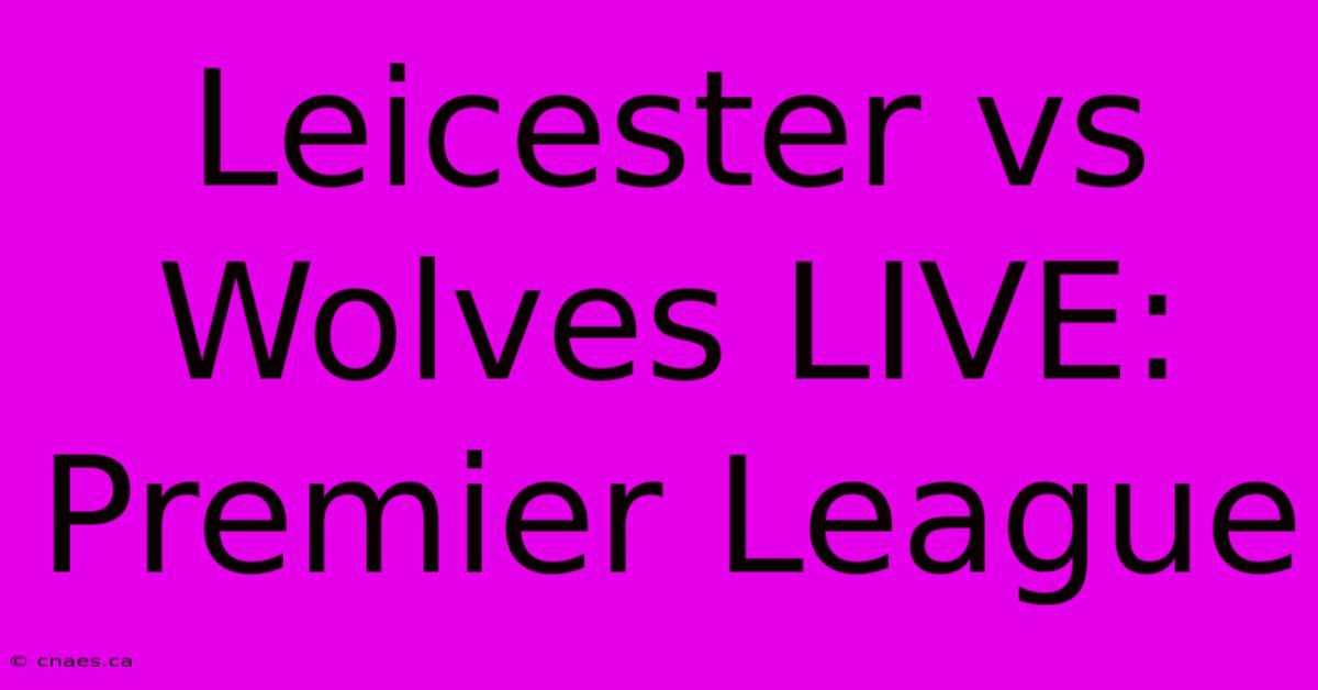 Leicester Vs Wolves LIVE: Premier League