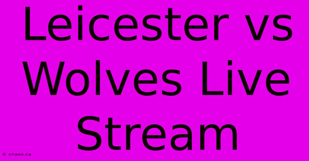 Leicester Vs Wolves Live Stream