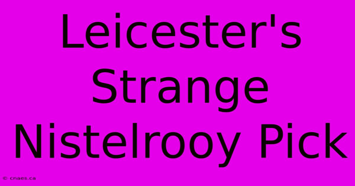 Leicester's Strange Nistelrooy Pick