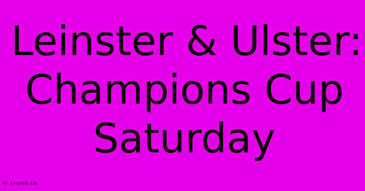 Leinster & Ulster: Champions Cup Saturday