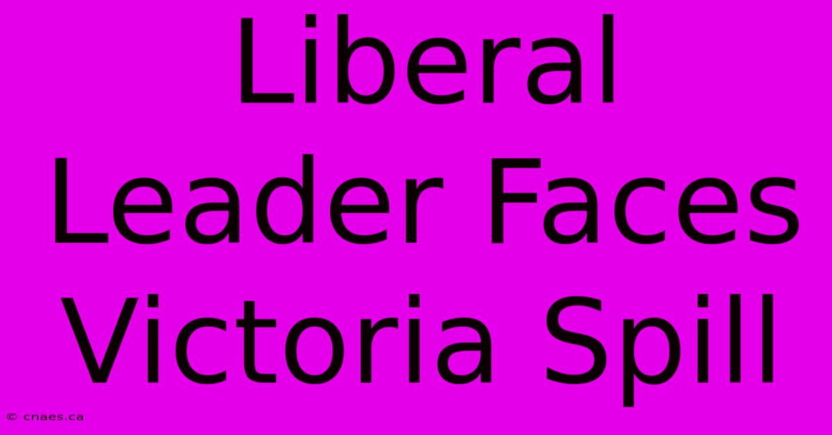 Liberal Leader Faces Victoria Spill