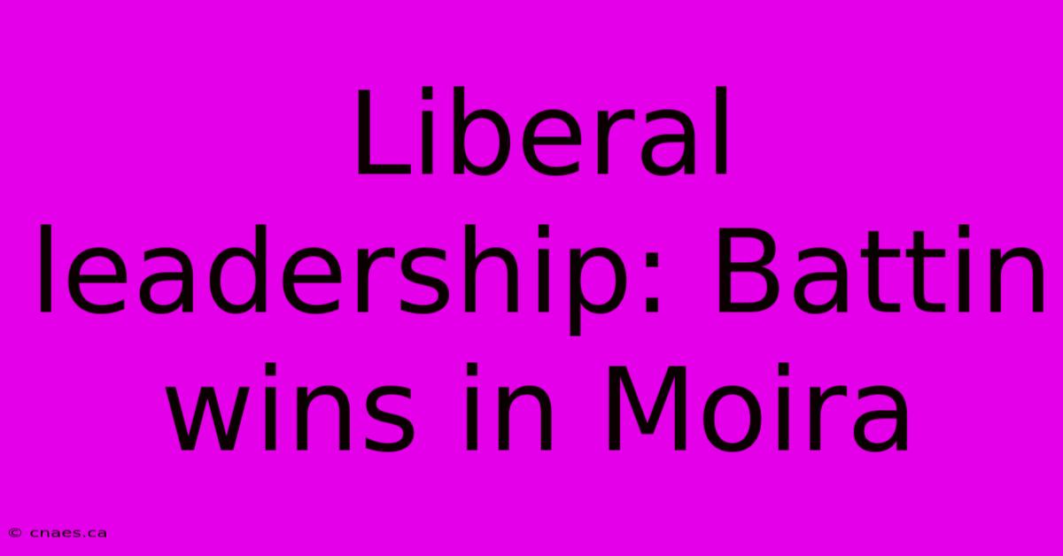 Liberal Leadership: Battin Wins In Moira