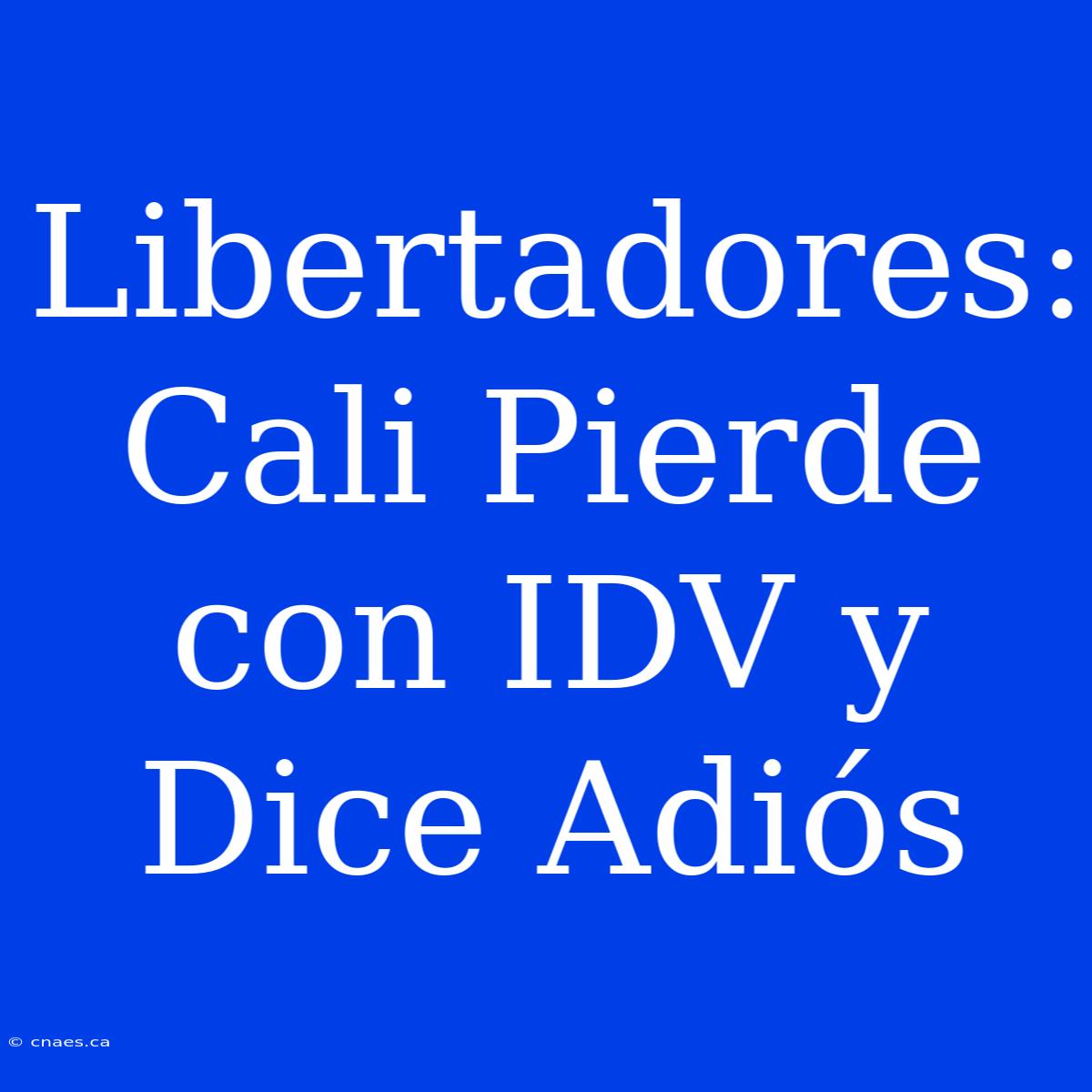 Libertadores: Cali Pierde Con IDV Y Dice Adiós