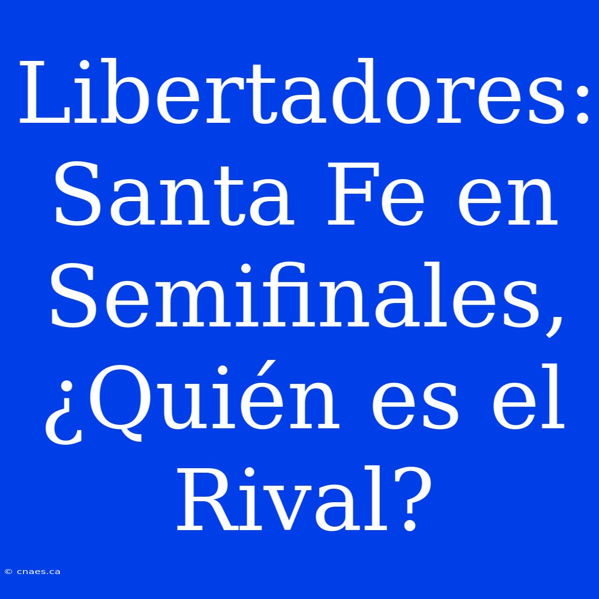 Libertadores: Santa Fe En Semifinales, ¿Quién Es El Rival?