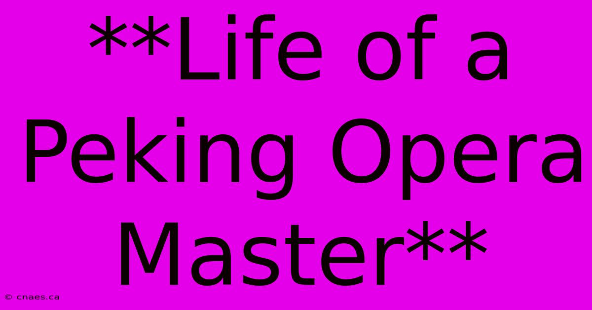 **Life Of A Peking Opera Master** 