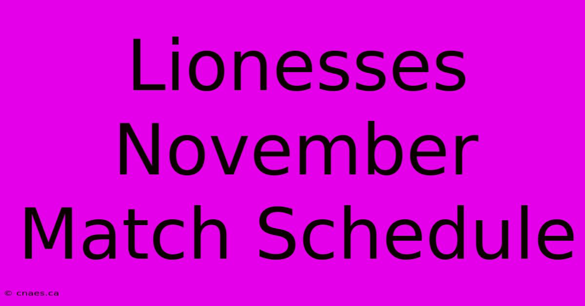 Lionesses November Match Schedule