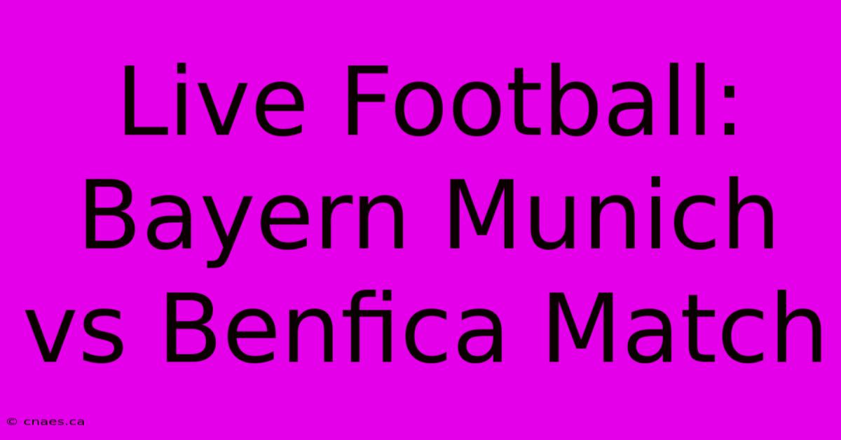 Live Football: Bayern Munich Vs Benfica Match