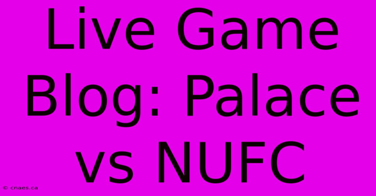 Live Game Blog: Palace Vs NUFC