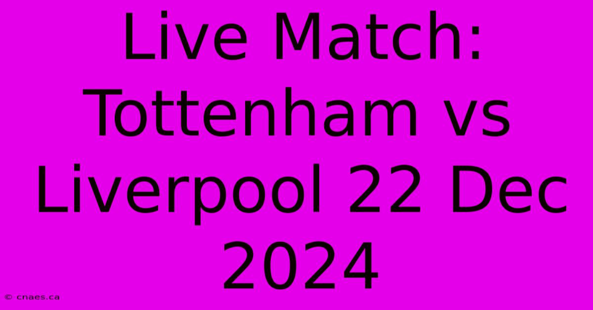 Live Match: Tottenham Vs Liverpool 22 Dec 2024