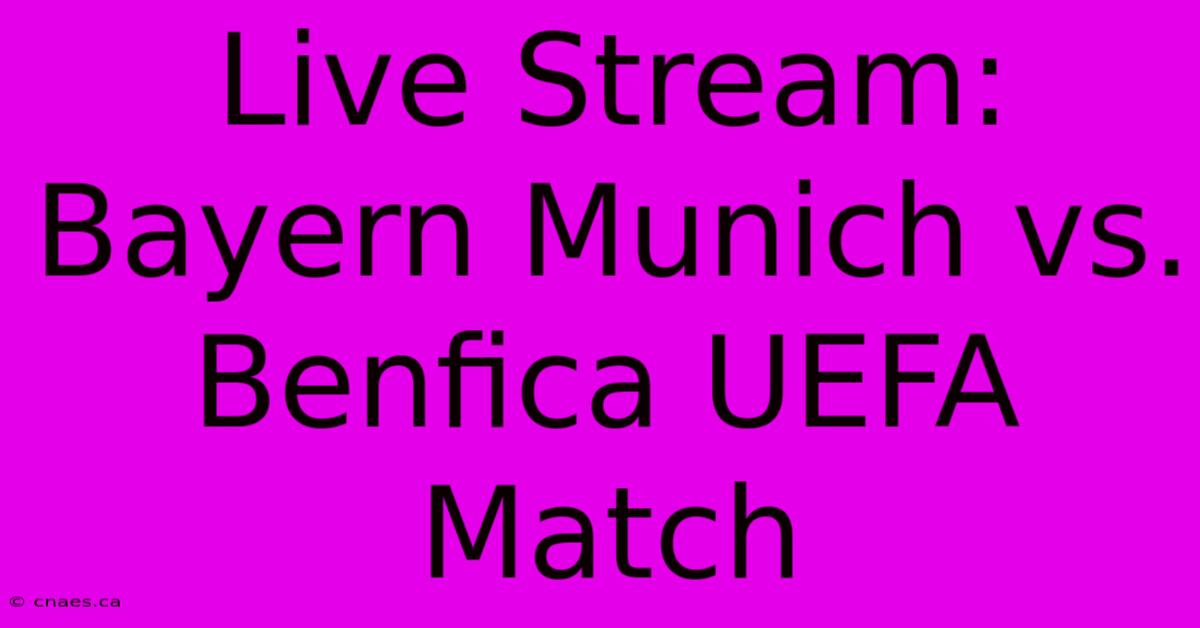 Live Stream: Bayern Munich Vs. Benfica UEFA Match