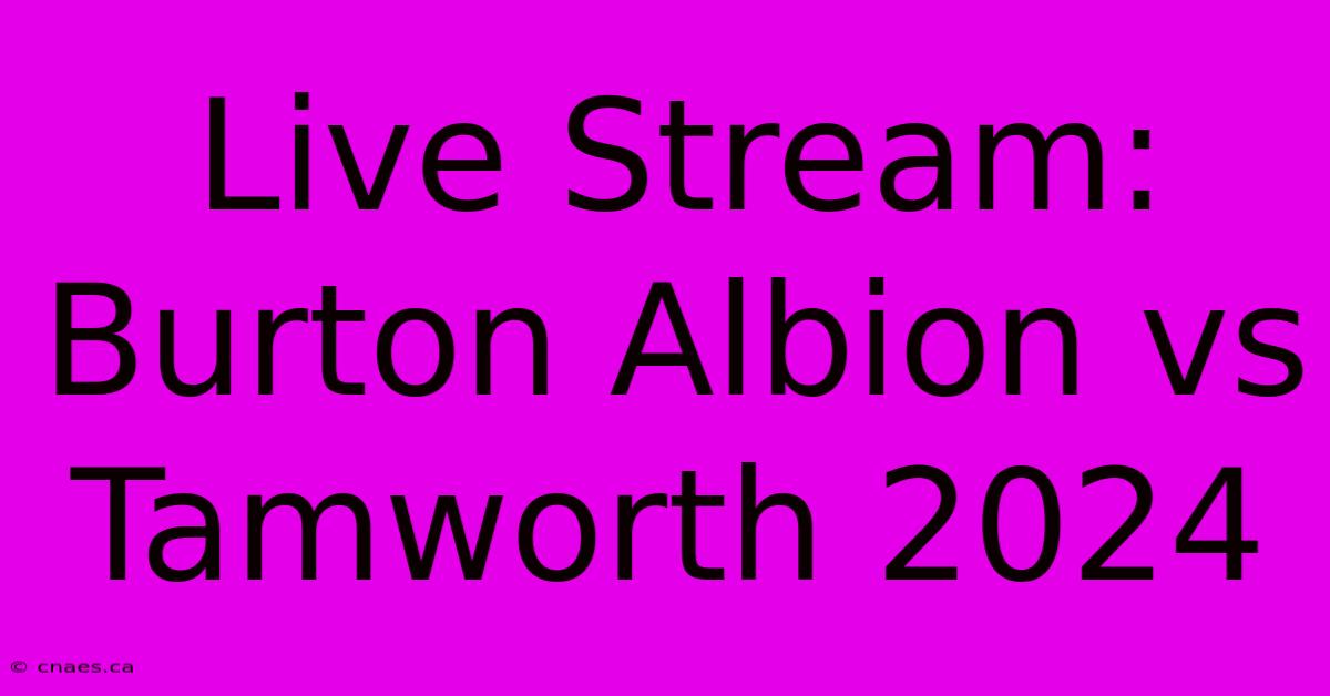 Live Stream: Burton Albion Vs Tamworth 2024