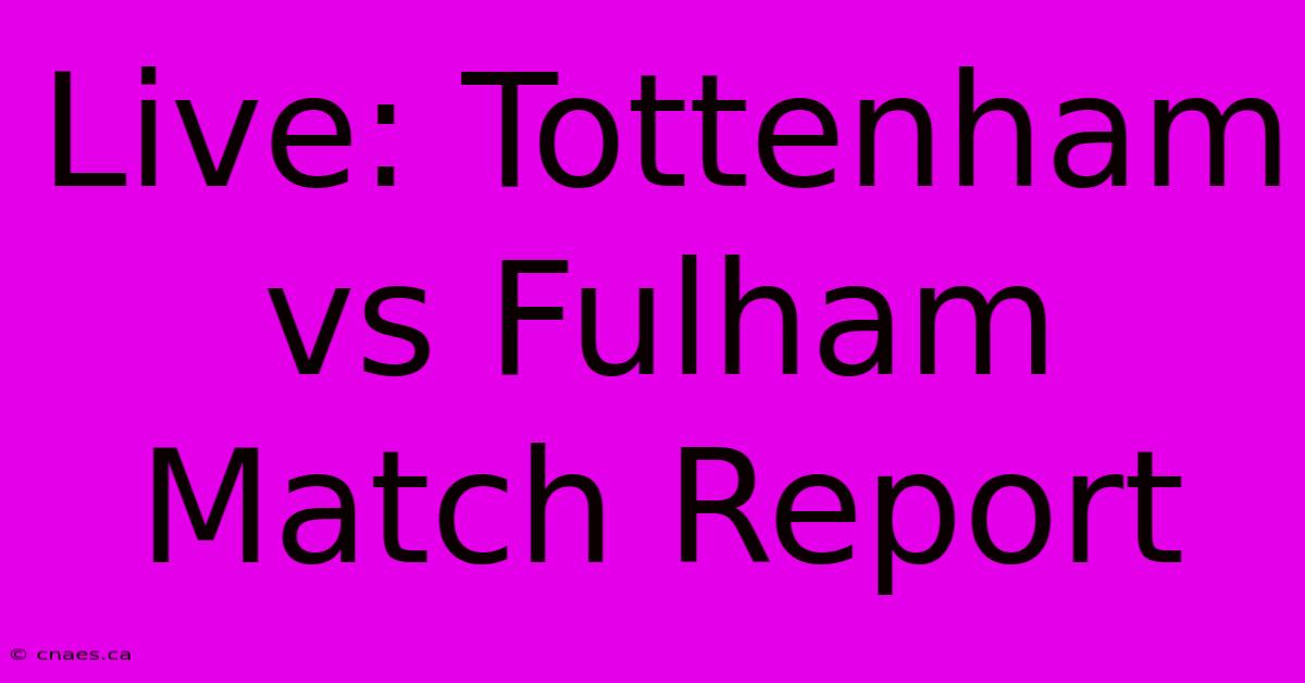 Live: Tottenham Vs Fulham Match Report