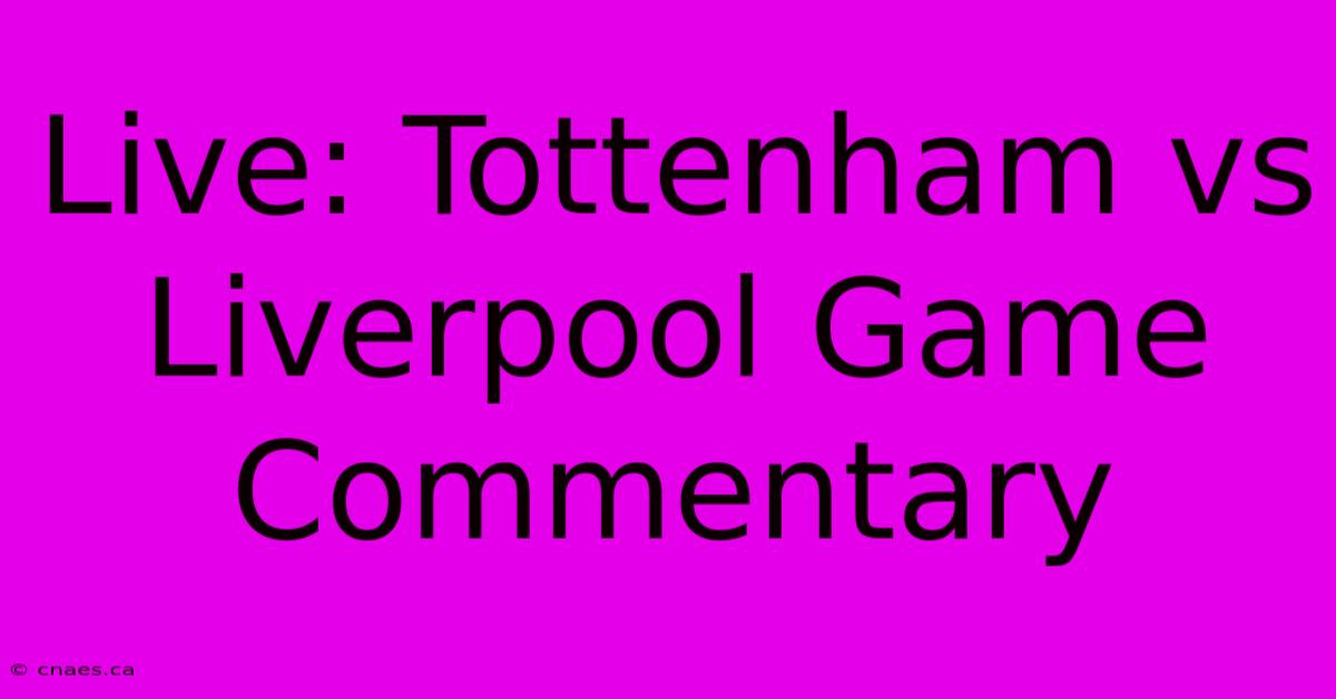 Live: Tottenham Vs Liverpool Game Commentary 