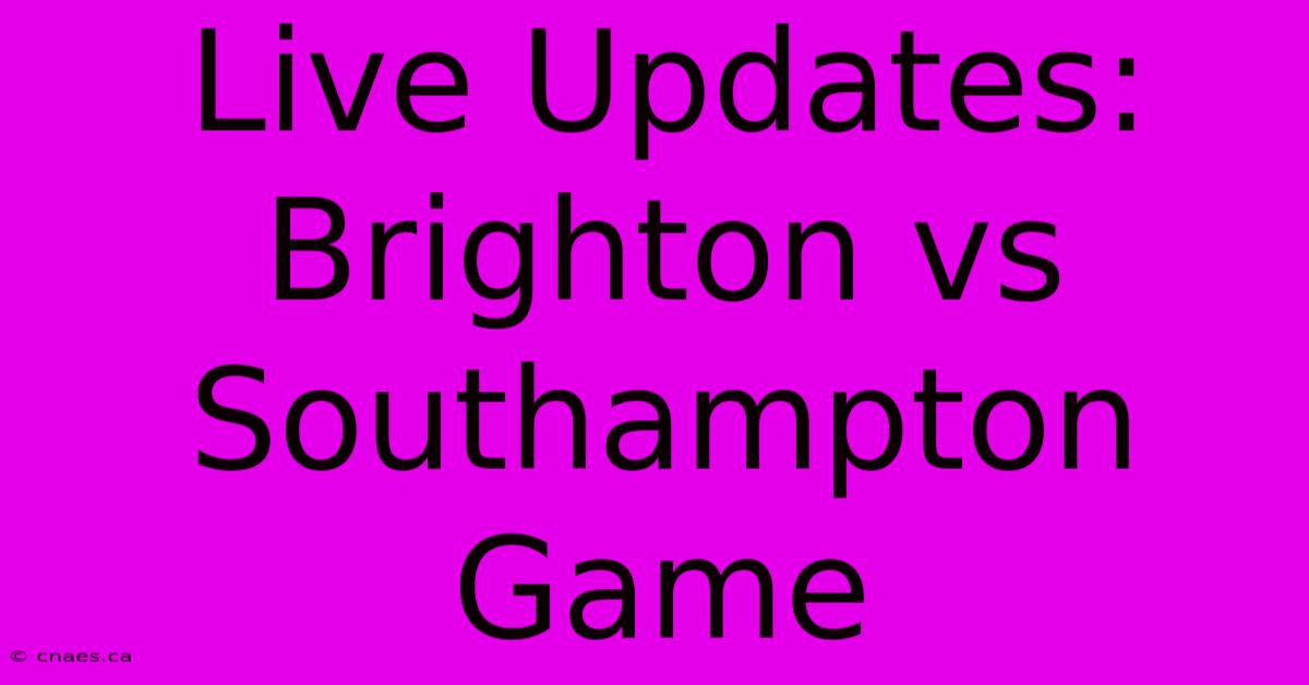 Live Updates: Brighton Vs Southampton Game