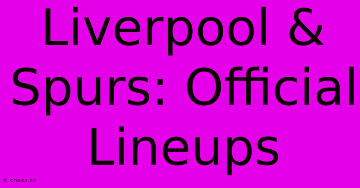 Liverpool & Spurs: Official Lineups