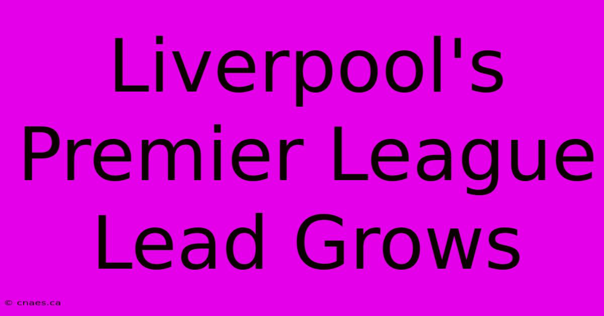 Liverpool's Premier League Lead Grows