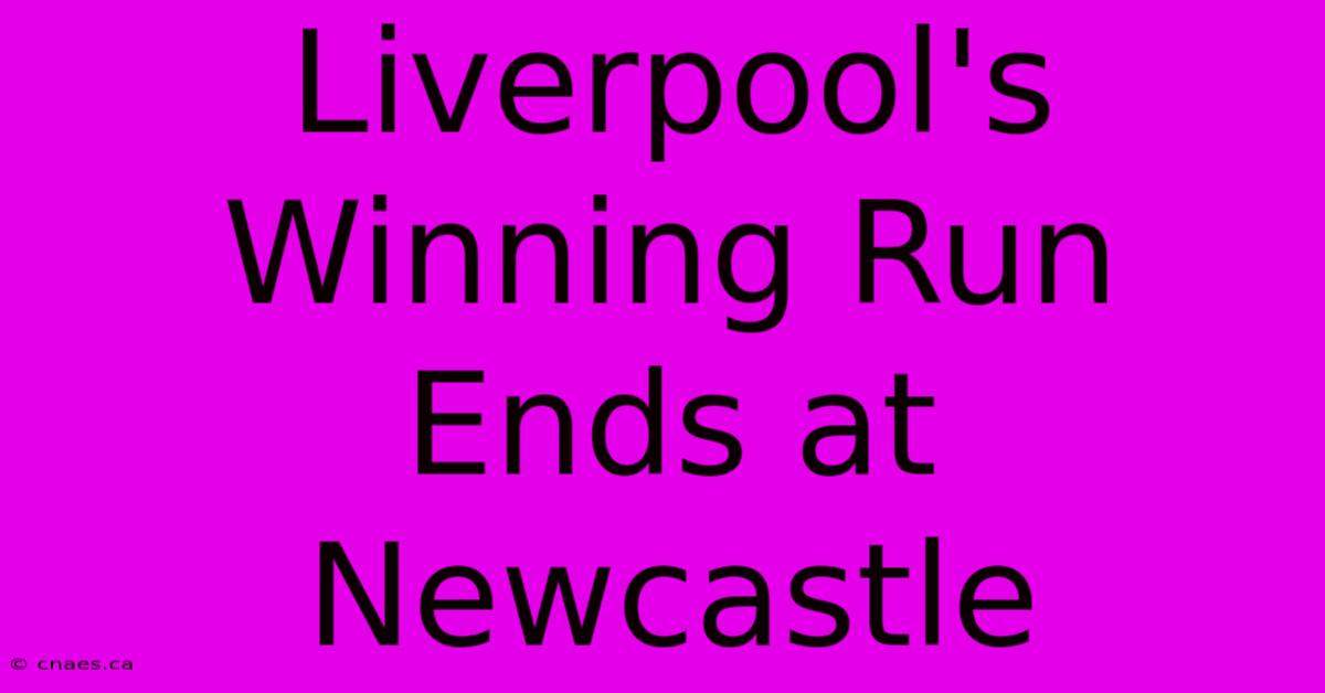 Liverpool's Winning Run Ends At Newcastle