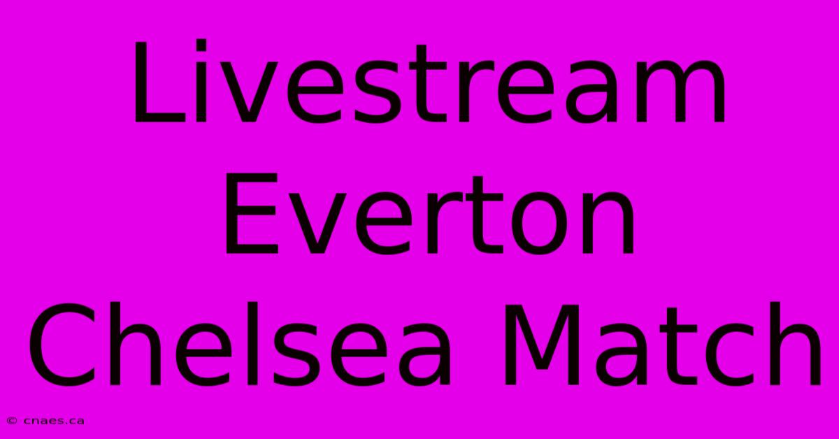 Livestream Everton Chelsea Match