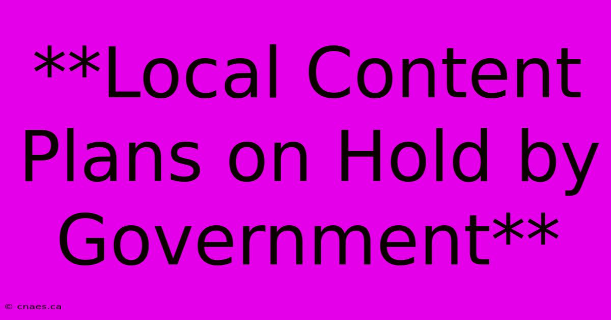 **Local Content Plans On Hold By Government**