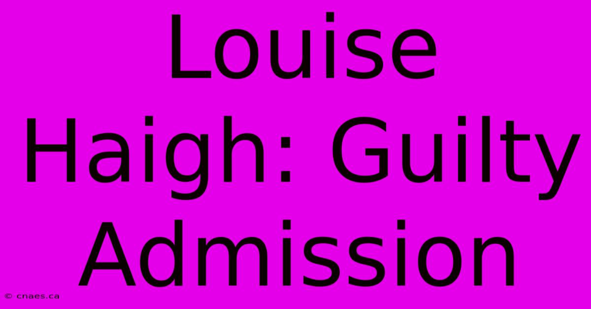 Louise Haigh: Guilty Admission