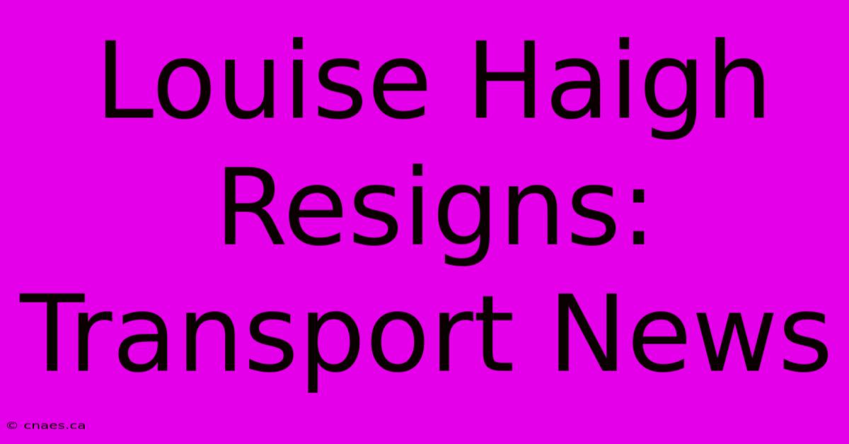 Louise Haigh Resigns: Transport News