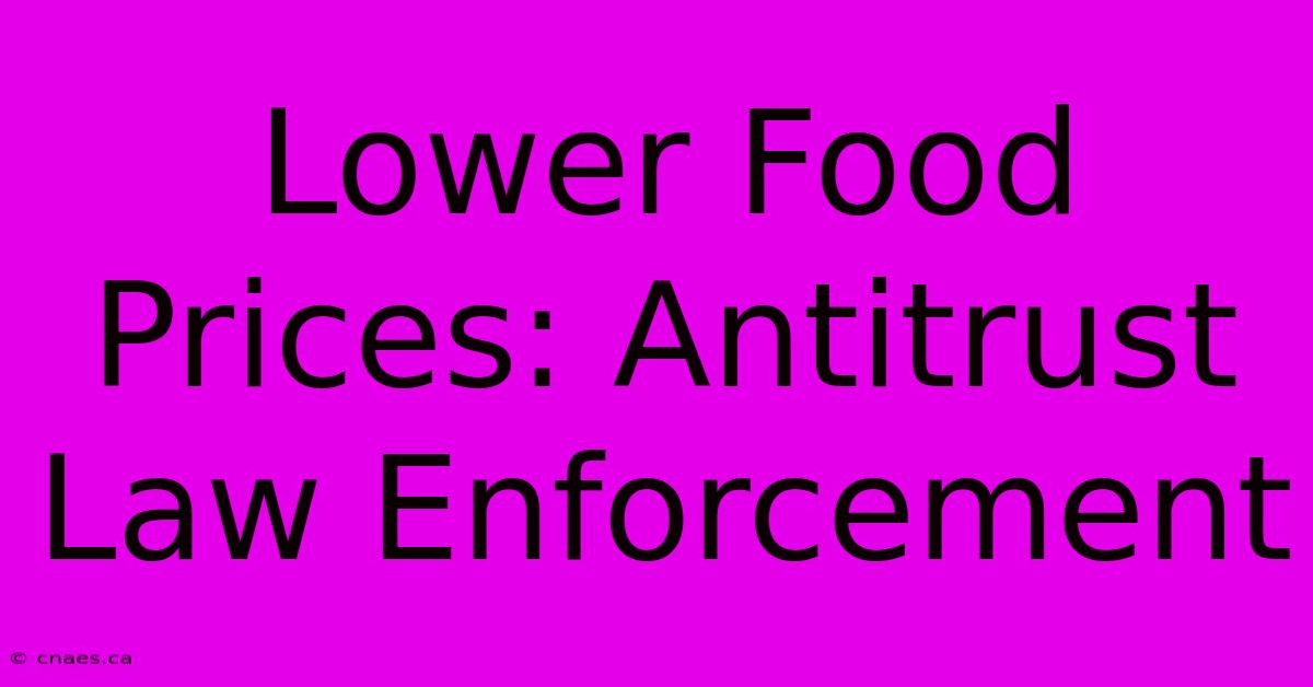 Lower Food Prices: Antitrust Law Enforcement