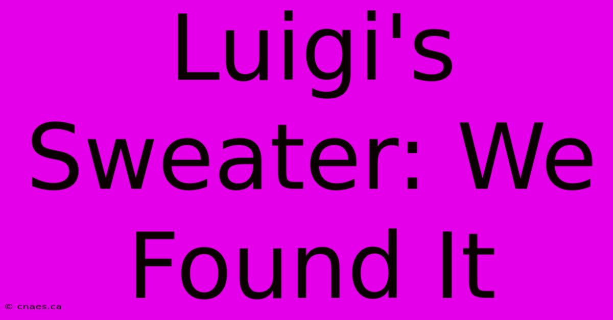 Luigi's Sweater: We Found It