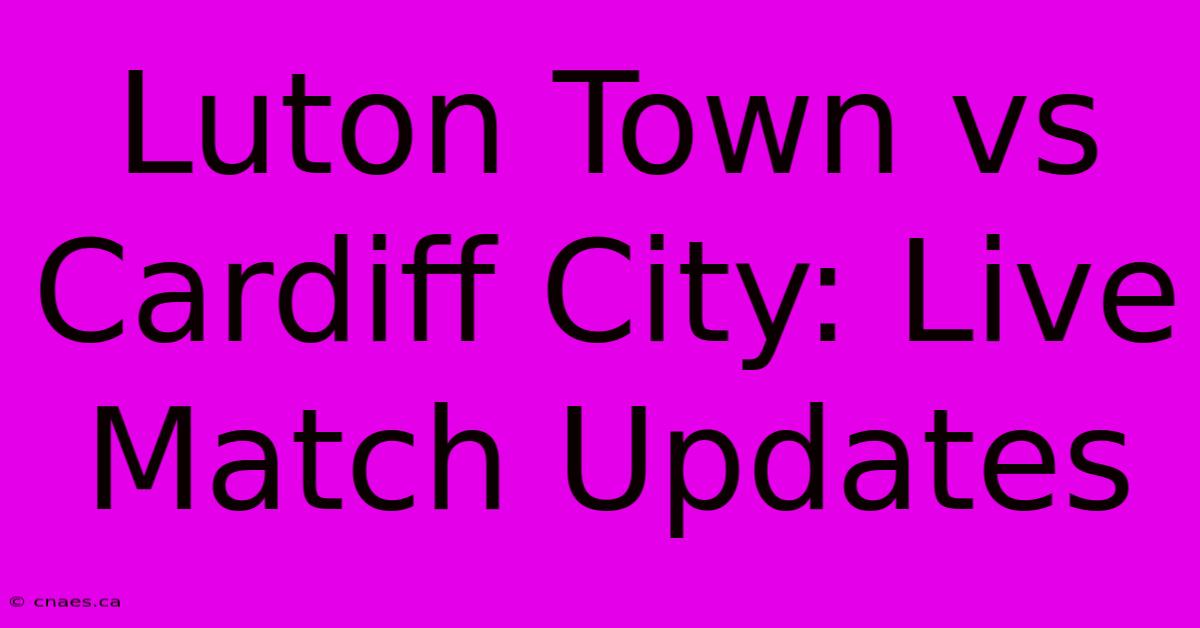 Luton Town Vs Cardiff City: Live Match Updates