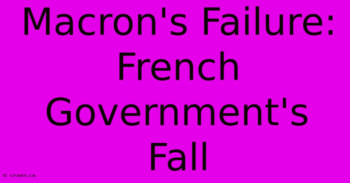 Macron's Failure: French Government's Fall