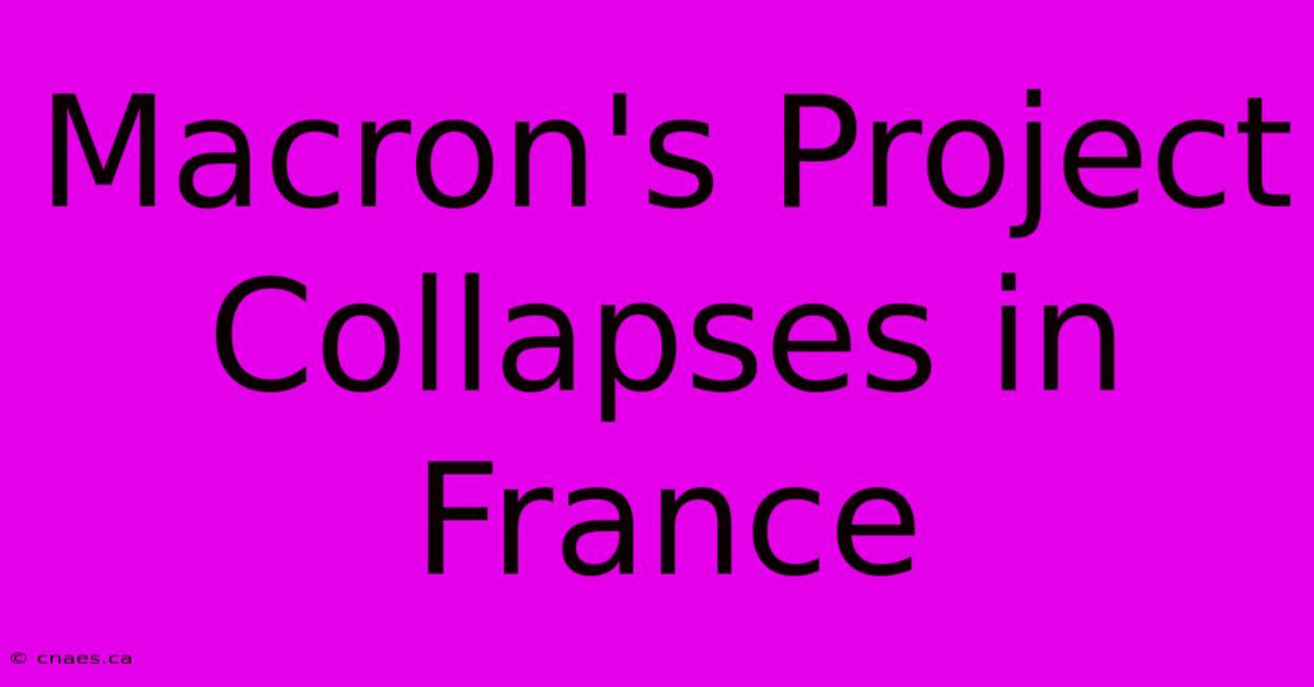 Macron's Project Collapses In France