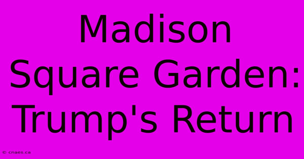 Madison Square Garden: Trump's Return