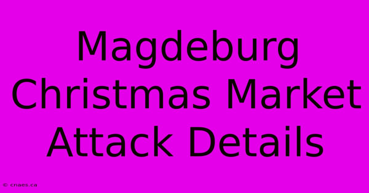 Magdeburg Christmas Market Attack Details