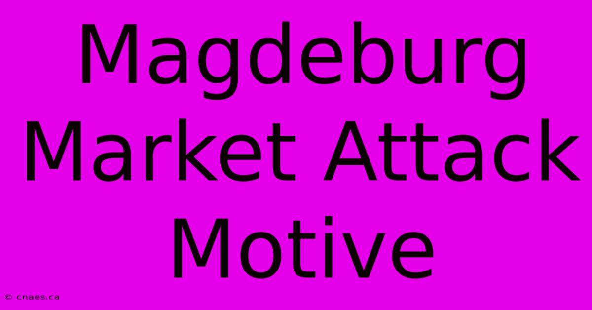 Magdeburg Market Attack Motive