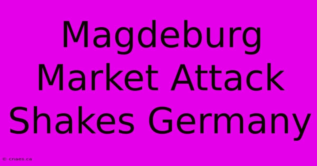 Magdeburg Market Attack Shakes Germany