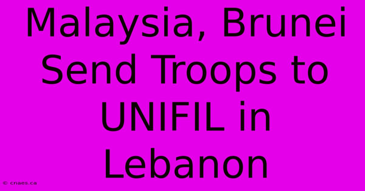 Malaysia, Brunei Send Troops To UNIFIL In Lebanon