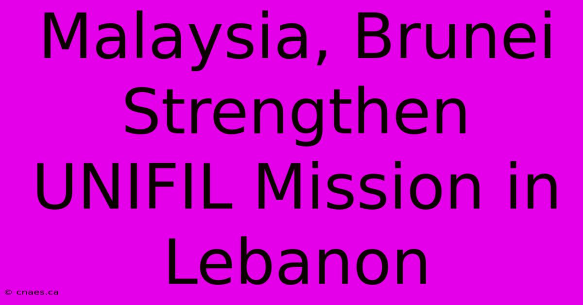 Malaysia, Brunei Strengthen UNIFIL Mission In Lebanon