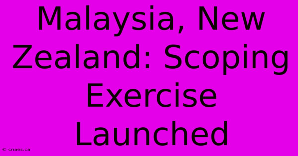 Malaysia, New Zealand: Scoping Exercise Launched 