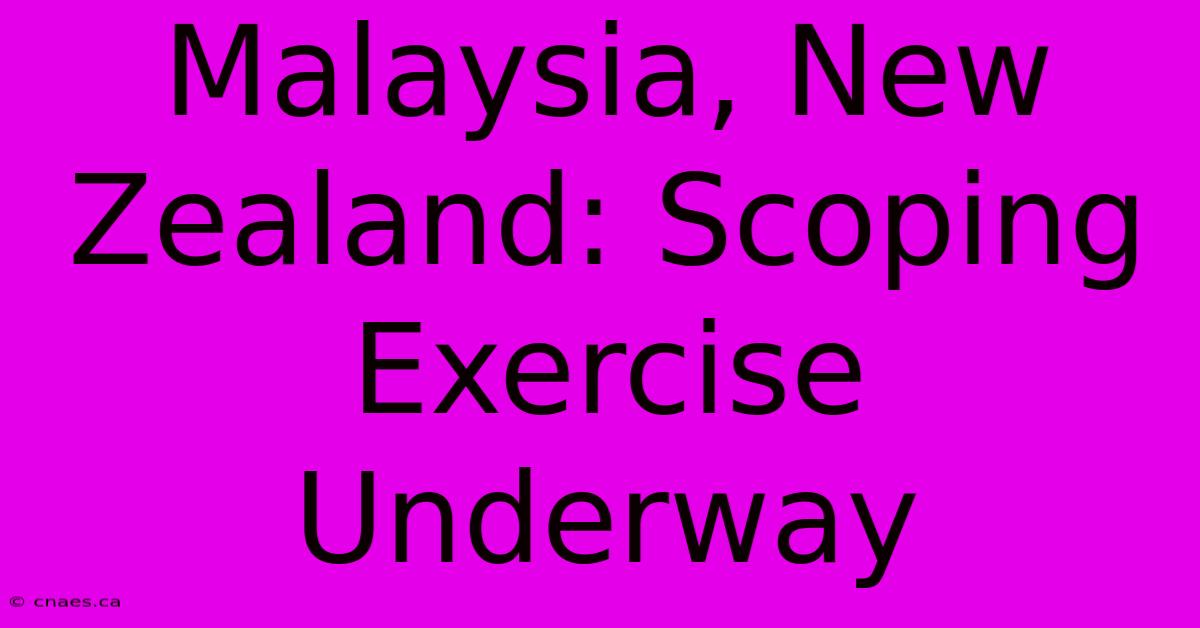 Malaysia, New Zealand: Scoping Exercise Underway