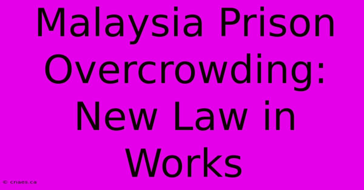 Malaysia Prison Overcrowding: New Law In Works