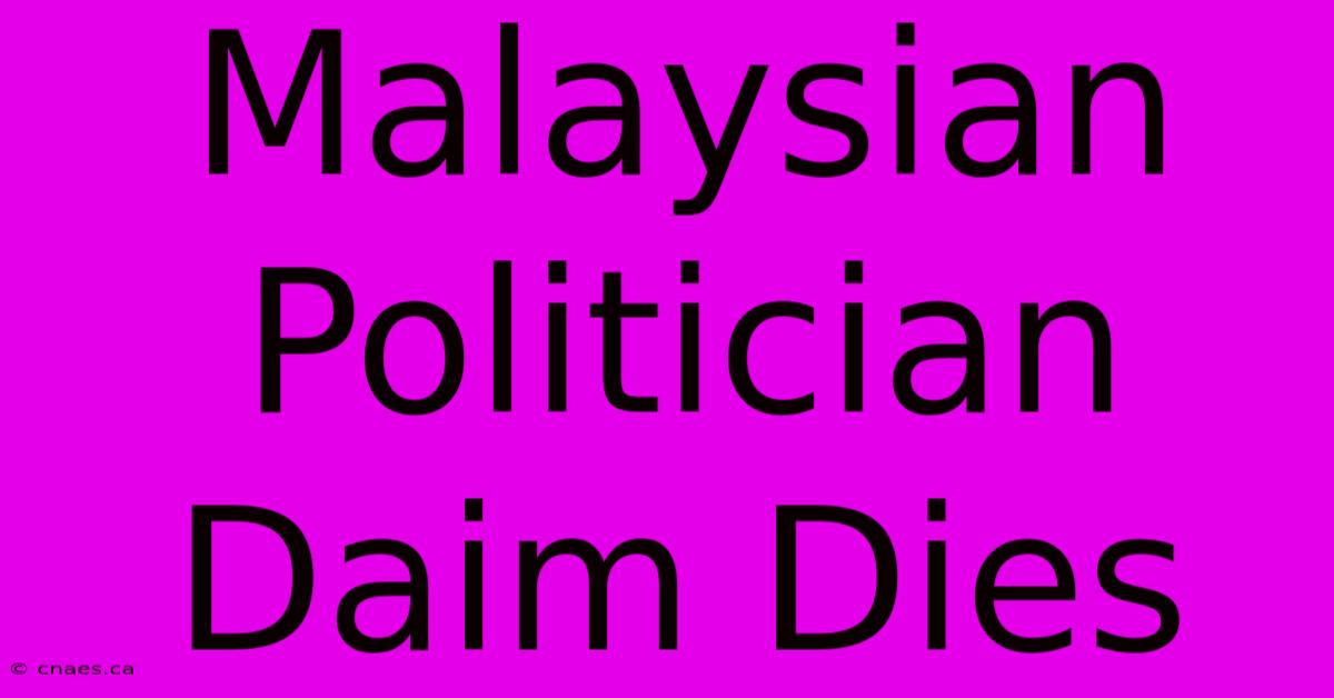 Malaysian Politician Daim Dies