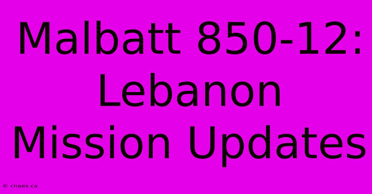 Malbatt 850-12: Lebanon Mission Updates