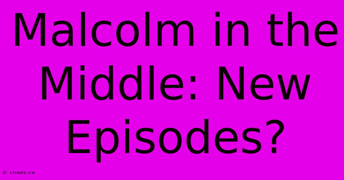 Malcolm In The Middle: New Episodes?