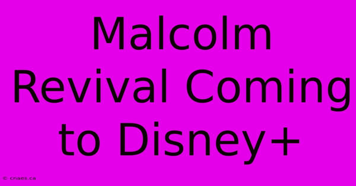 Malcolm Revival Coming To Disney+